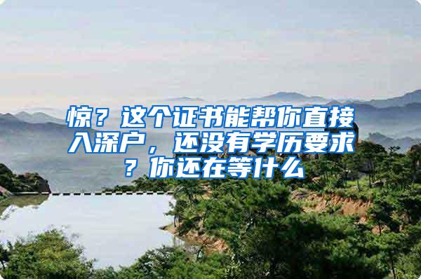 惊？这个证书能帮你直接入深户，还没有学历要求？你还在等什么