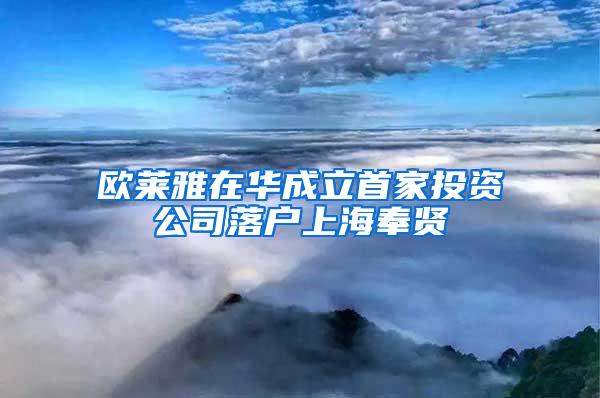 欧莱雅在华成立首家投资公司落户上海奉贤