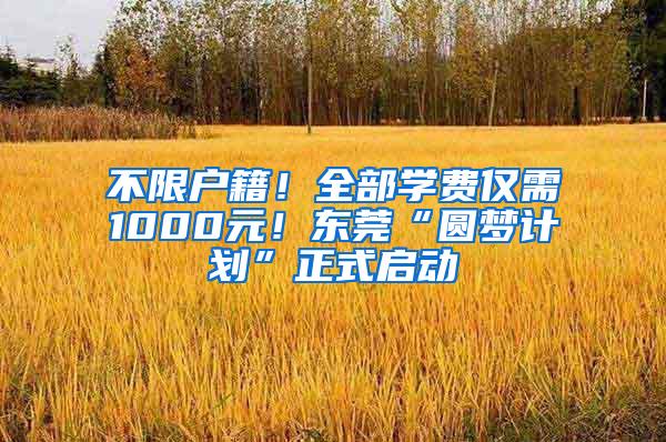 不限户籍！全部学费仅需1000元！东莞“圆梦计划”正式启动