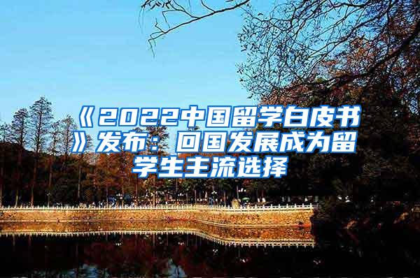 《2022中国留学白皮书》发布：回国发展成为留学生主流选择