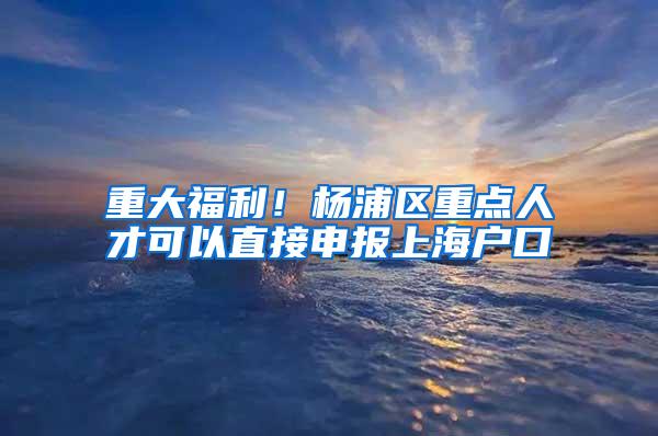 重大福利！杨浦区重点人才可以直接申报上海户口