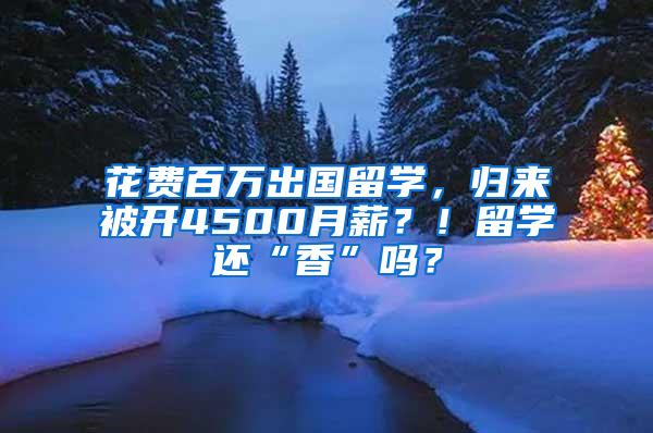 花费百万出国留学，归来被开4500月薪？！留学还“香”吗？