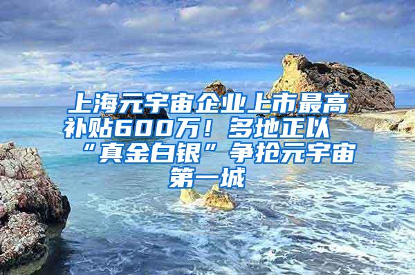 上海元宇宙企业上市最高补贴600万！多地正以“真金白银”争抢元宇宙第一城