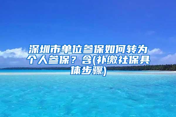 深圳市单位参保如何转为个人参保？含(补缴社保具体步骤)