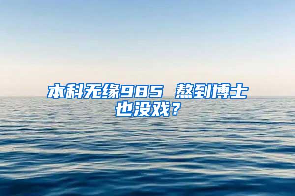 本科无缘985 熬到博士也没戏？