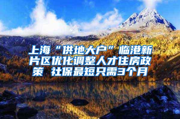 上海“供地大户”临港新片区优化调整人才住房政策 社保最短只需3个月