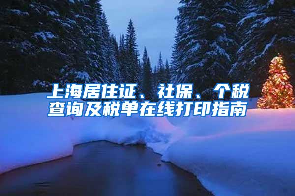 上海居住证、社保、个税查询及税单在线打印指南
