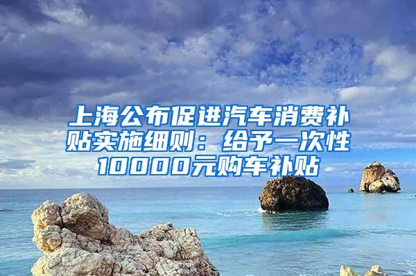 上海公布促进汽车消费补贴实施细则：给予一次性10000元购车补贴