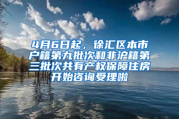 4月6日起，徐汇区本市户籍第九批次和非沪籍第三批次共有产权保障住房开始咨询受理啦