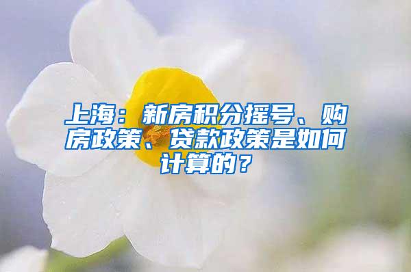 上海：新房积分摇号、购房政策、贷款政策是如何计算的？