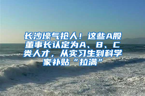 长沙壕气抢人！这些A股董事长认定为A、B、C类人才，从实习生到科学家补贴“拉满”