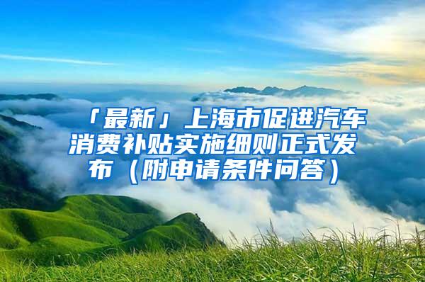 「最新」上海市促进汽车消费补贴实施细则正式发布（附申请条件问答）