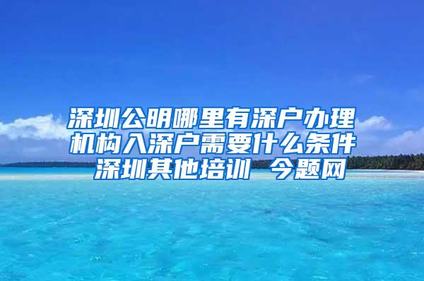 深圳公明哪里有深户办理机构入深户需要什么条件 深圳其他培训 今题网