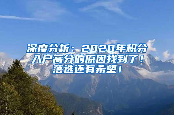 深度分析：2020年积分入户高分的原因找到了！落选还有希望！