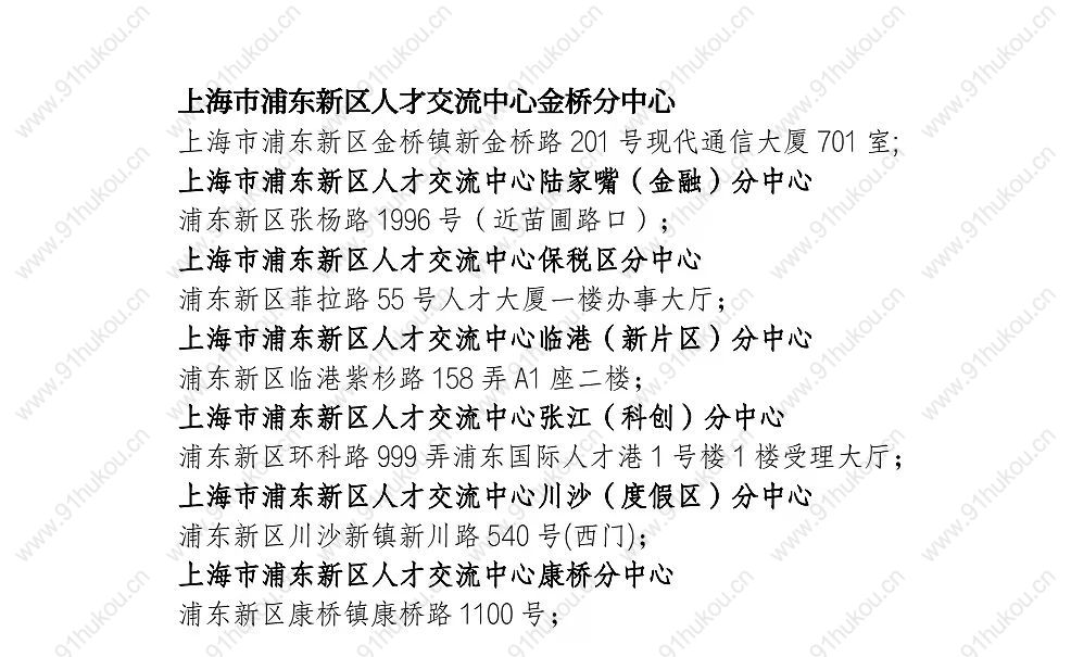 上海各区落户人才受理地点