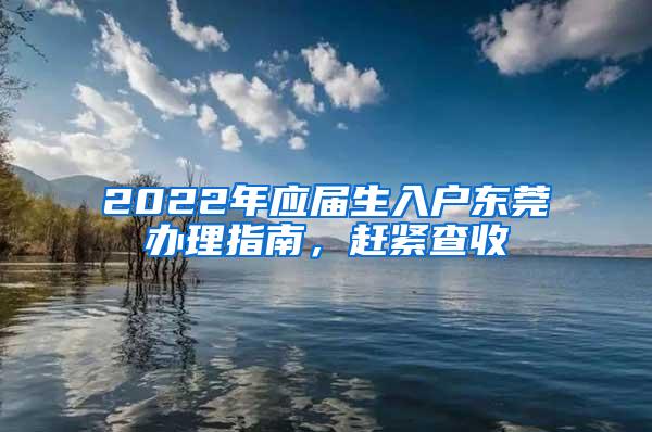 2022年应届生入户东莞办理指南，赶紧查收