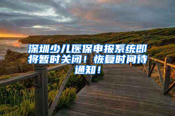 深圳少儿医保申报系统即将暂时关闭！恢复时间待通知！