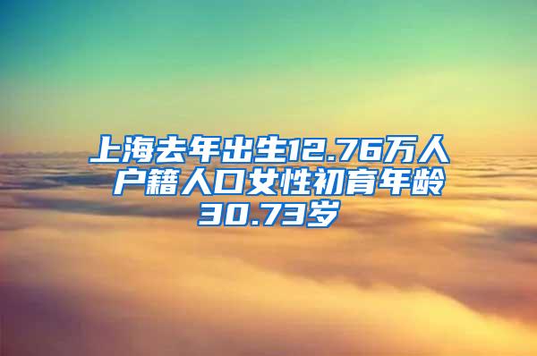 上海去年出生12.76万人 户籍人口女性初育年龄30.73岁