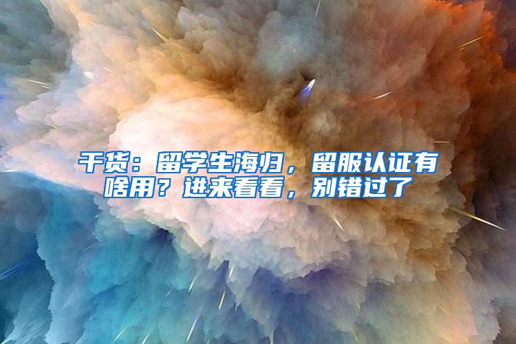 干货：留学生海归，留服认证有啥用？进来看看，别错过了