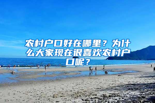 农村户口好在哪里？为什么大家现在很喜欢农村户口呢？