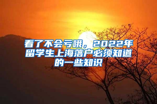 看了不会亏哦，2022年留学生上海落户必须知道的一些知识