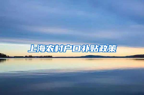 上海农村户口补贴政策