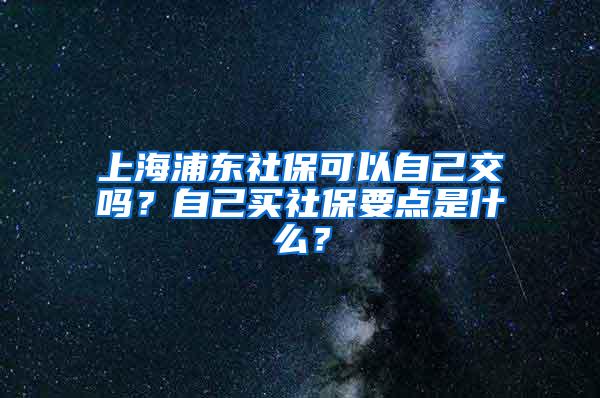 上海浦东社保可以自己交吗？自己买社保要点是什么？