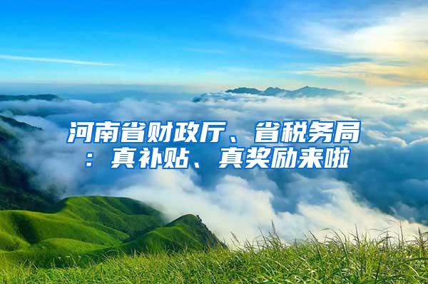 河南省财政厅、省税务局：真补贴、真奖励来啦