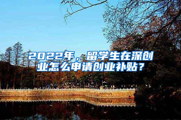 2022年，留学生在深创业怎么申请创业补贴？