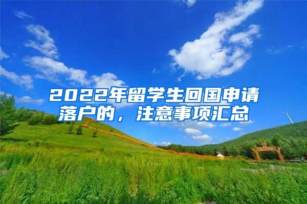 2022年留学生回国申请落户的，注意事项汇总