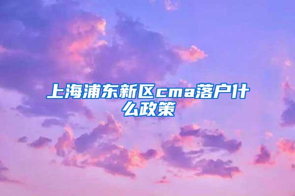 上海浦东新区cma落户什么政策