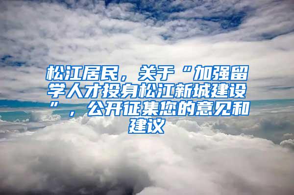 松江居民，关于“加强留学人才投身松江新城建设”，公开征集您的意见和建议→