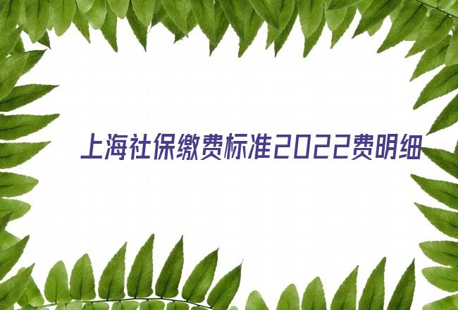 上海社保缴费标准2022费明细