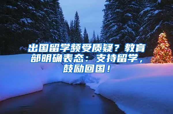 出国留学频受质疑？教育部明确表态：支持留学，鼓励回国！