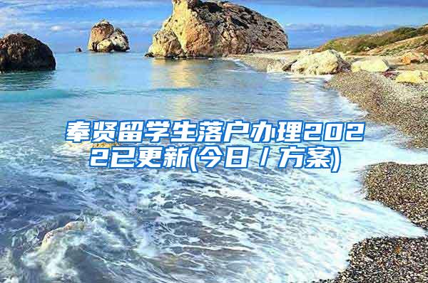 奉贤留学生落户办理2022已更新(今日／方案)