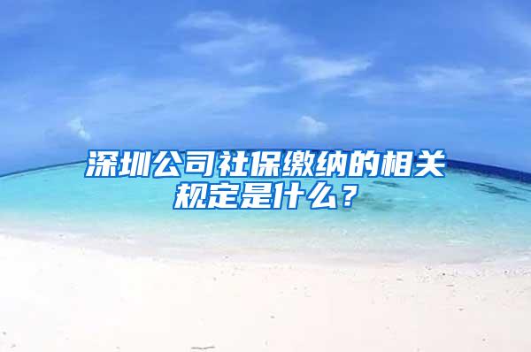 深圳公司社保缴纳的相关规定是什么？