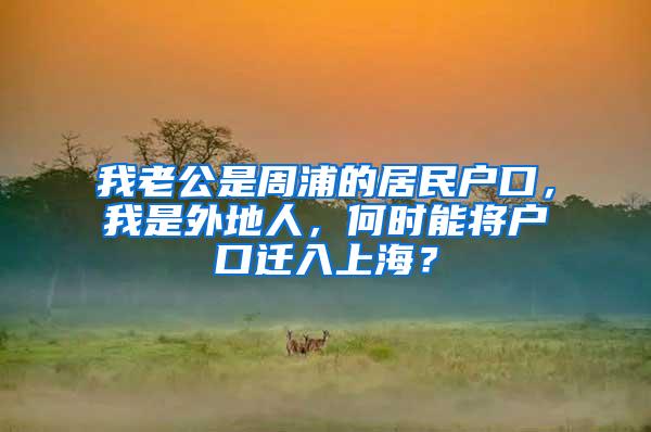 我老公是周浦的居民户口，我是外地人，何时能将户口迁入上海？