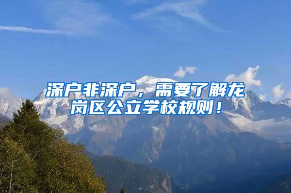 深户非深户，需要了解龙岗区公立学校规则！