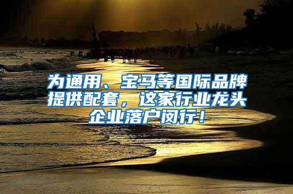 为通用、宝马等国际品牌提供配套，这家行业龙头企业落户闵行！