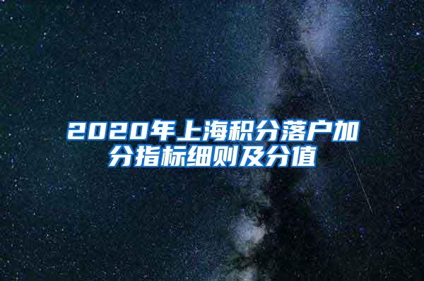 2020年上海积分落户加分指标细则及分值