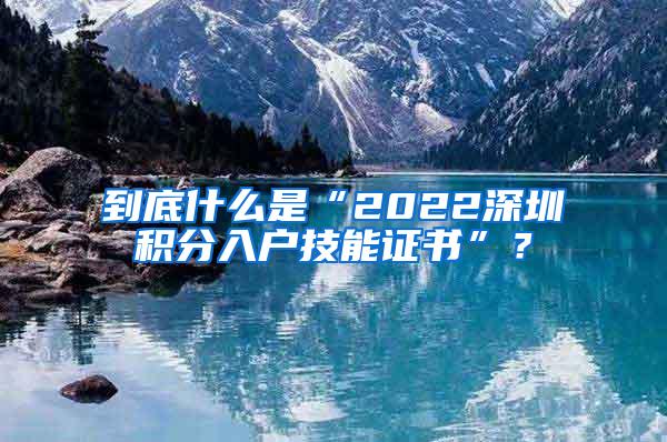 到底什么是“2022深圳积分入户技能证书”？