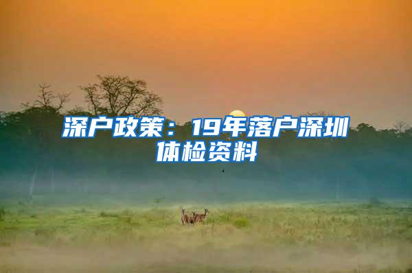 深户政策：19年落户深圳体检资料