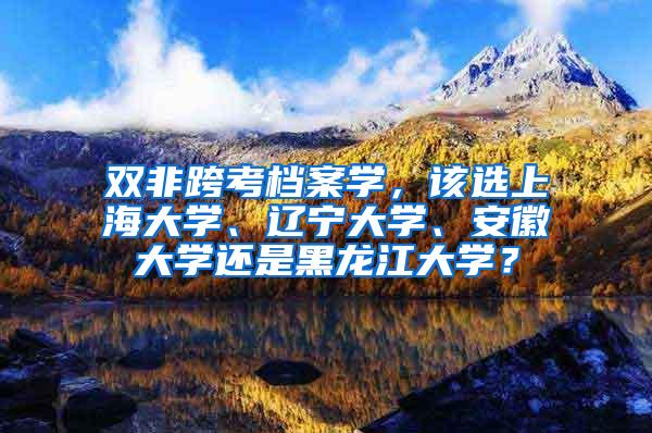 双非跨考档案学，该选上海大学、辽宁大学、安徽大学还是黑龙江大学？