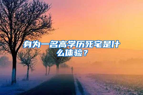 身为一名高学历死宅是什么体验？