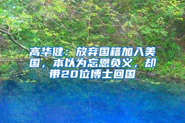 高华健：放弃国籍加入美国，本以为忘恩负义，却带20位博士回国