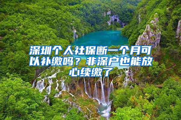 深圳个人社保断一个月可以补缴吗？非深户也能放心续缴了