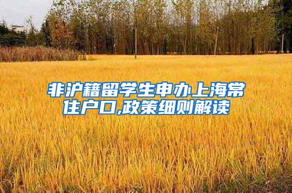 非沪籍留学生申办上海常住户口,政策细则解读