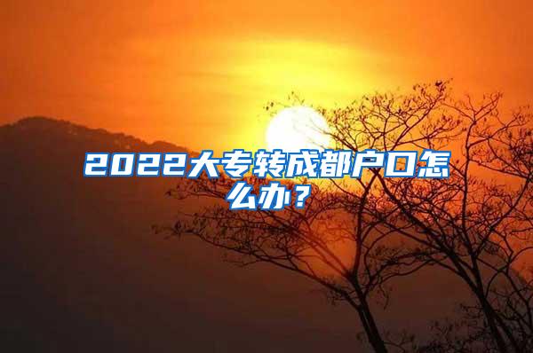 2022大专转成都户口怎么办？