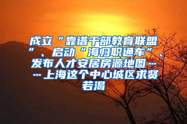 成立“靠谱干部教育联盟”、启动“海归职通车”、发布人才安居房源地图……上海这个中心城区求贤若渴