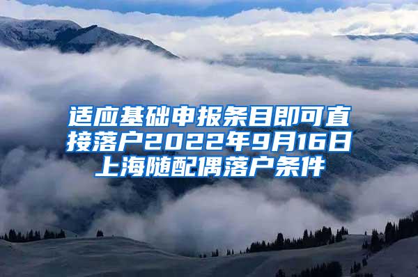 适应基础申报条目即可直接落户2022年9月16日上海随配偶落户条件